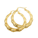 14K Yellow Gold Bamboo Hoop Reversible Earrings