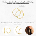 14K Yellow Gold Textured Cut Hoop Reversible Earrings