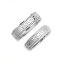 .925 Sterling Silver Unisex Greek Key Eternity Wedding Band Ring Set