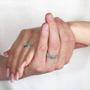 .925 Sterling Silver Unisex Greek Key Eternity Wedding Band Ring Set on male and female model