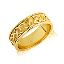 Gold Unisex Textured Knot Eternity Wedding Wedding Band Ring 7mm