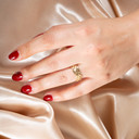 Gold Unisex Eternity Wedding Band Ring on female model