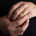 Gold Unisex Beaded Irish Celtic Claddagh Heart Trinity Love Knot Wedding Band Ring on male model