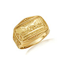 Yellow Gold Last Supper Jesus Christ Apostles Biblical Cross Signet Ring
