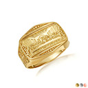 Gold Last Supper Jesus Christ Apostles Biblical Cross Signet Ring