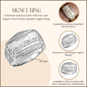 .925 Sterling Silver Last Supper Jesus Christ Apostles Biblical Cross Signet Ring