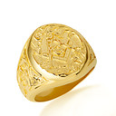Gold Freemason Square & Compass Oval Signet Filigree Ring
