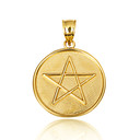 Gold Spiritual Wiccan Pentagram 5 Point Star Medallion Pendant