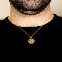 GoldSpiritual Wiccan Pentagram 5 Point Star Medallion Pendant Necklace on male model
