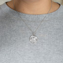 .925 Sterling Silver Saint Mother Virgin Mary Medallion Pendant Necklace on female model
