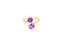 Gold Round Double Gemstone Wrap Around Roped Band Ring (Available in Yellow /Rose/White Gold)