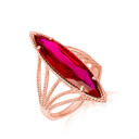 Rose Gold Marquise Cut Gemstone Roped Band Ring