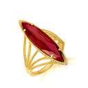 Gold Marquise Cut Garnet Gemstone Roped Band Ring