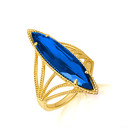 Gold Marquise Cut Sapphire Gemstone Roped Band Ring