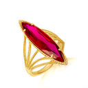 Gold Marquise Cut Gemstone Roped Band Ring
