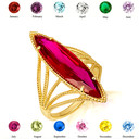 Gold Marquise Cut Gemstone Roped Band Ring