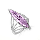 .925 Sterling Silver Marquise Cut Alexandrite Gemstone Roped Band Ring