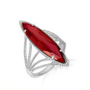 .925 Sterling Silver Marquise Cut Garnet Gemstone Roped Band Ring