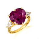Gold Heart Amethyst Gemstone Roped Band Ring