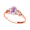 Gold Oval Birthstone Solitaire Proposal Ring (Available in Yellow/Rose/White Gold)