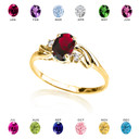 Gold Oval Birthstone Solitaire Proposal Ring (Available in Yellow/Rose/White Gold)