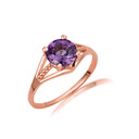 Rose Gold Round Beaded Cubic Zirconia Birthstone Ring