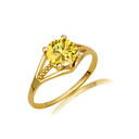 Gold Round Beaded Citrine Cubic Zirconia Birthstone Ring