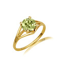 Gold Round Beaded Peridot Cubic Zirconia Birthstone Ring