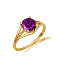 Gold Round Beaded Cubic Zirconia Birthstone Ring