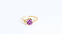 Yellow Gold Round Beaded Amethyst Cubic Zirconia Birthstone Ring video