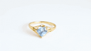 Yellow Gold Heart Beaded Aquamarine Cubic Zirconia Birthstone Love Ring video