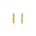 Yellow Gold Diamond Initial Letter "I" Single Stud Earrings