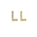 Yellow Gold Diamond Letter "A-Z" Initial Personalized Stud Earrings