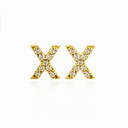 Yellow Gold Diamond Letter "A-Z" Initial Personalized Stud Earrings