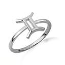 .925 Sterling Silver Personalized Gemini Zodiac Sign Band Ring