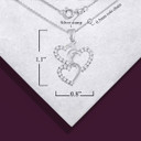 .925 Sterling Silver CZ Triple Heart Love Pendant Necklace with measurements