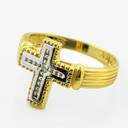 Gold Rhodium Diamond Cross Ring(Available in Yellow/Rose/White Gold)