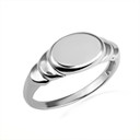 .925 Sterling Silver Ribbed Oval Engravable Signet Ring