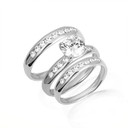 White Gold Lab Grown Diamond Wedding Band Ring Set