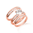 Rose Gold Lab Grown Diamond Wedding Band Ring Set