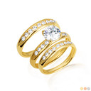 Gold Lab Grown Diamond Wedding Band Ring Set