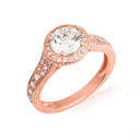 14K Rose Gold Lab Grown Diamond Halo Wedding Ring