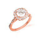 14K Rose Gold Lab Grown Diamond Halo Engagement Ring
