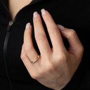 Gold Pave Lab Grown Triple Set Diamond Engagement Band Ring on female model