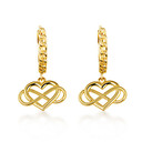 Yellow Gold Infinity Heart Cuban Link Huggie Hoop Earrings