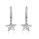 .925 Sterling Silver Astral Star Cuban Link Huggie Hoop Earrings