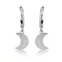 .925 Sterling Silver Crescent Moon Cuban Link Huggie Earrings back view