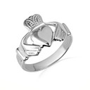 White Gold Men's Traditional Claddagh Ring