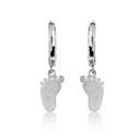 .925 Sterling Silver Baby Feet Cuban Link Huggie Earrings back view