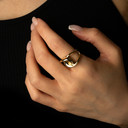 Yellow Gold Intertwined Eternity Ring on female model